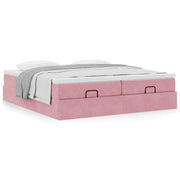 Ottoman storage bed with mattresses 160x200cm velvet pink