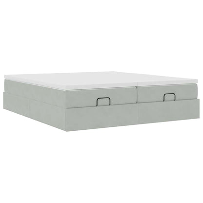 Ottoman bed met matrassen 180x200cm fluweel lichtgrijs