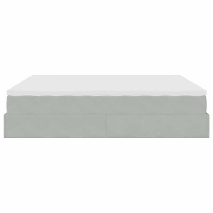 Ottoman bed met matrassen 180x200cm fluweel lichtgrijs