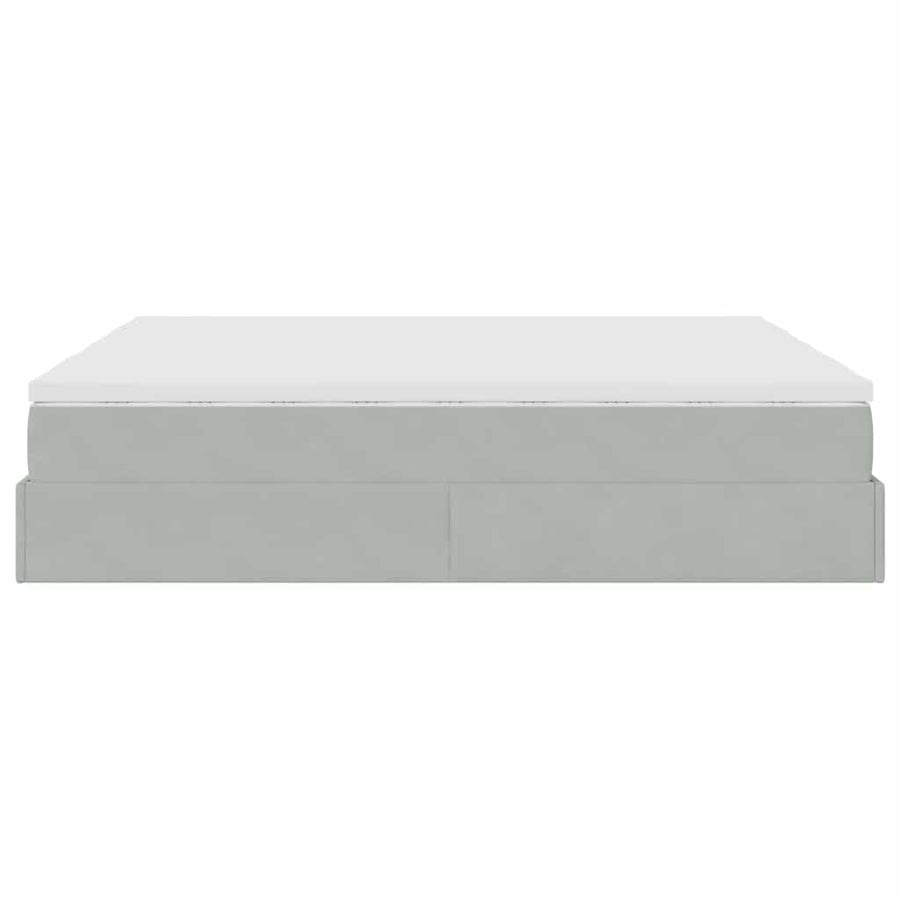 Ottoman bed met matrassen 180x200cm fluweel lichtgrijs