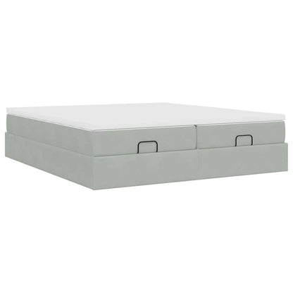 Ottoman bed met matrassen 180x200cm fluweel lichtgrijs