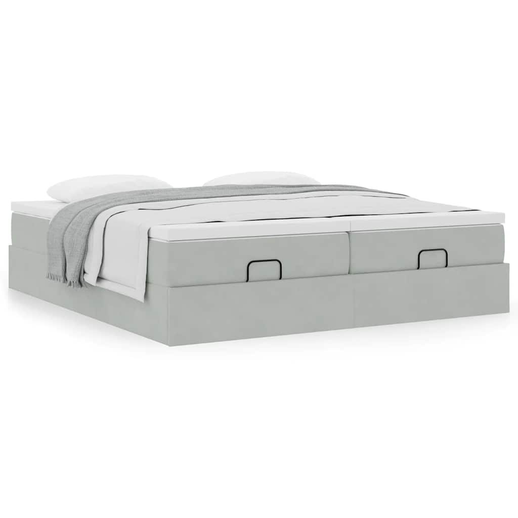 Ottoman bed met matrassen 180x200cm fluweel lichtgrijs