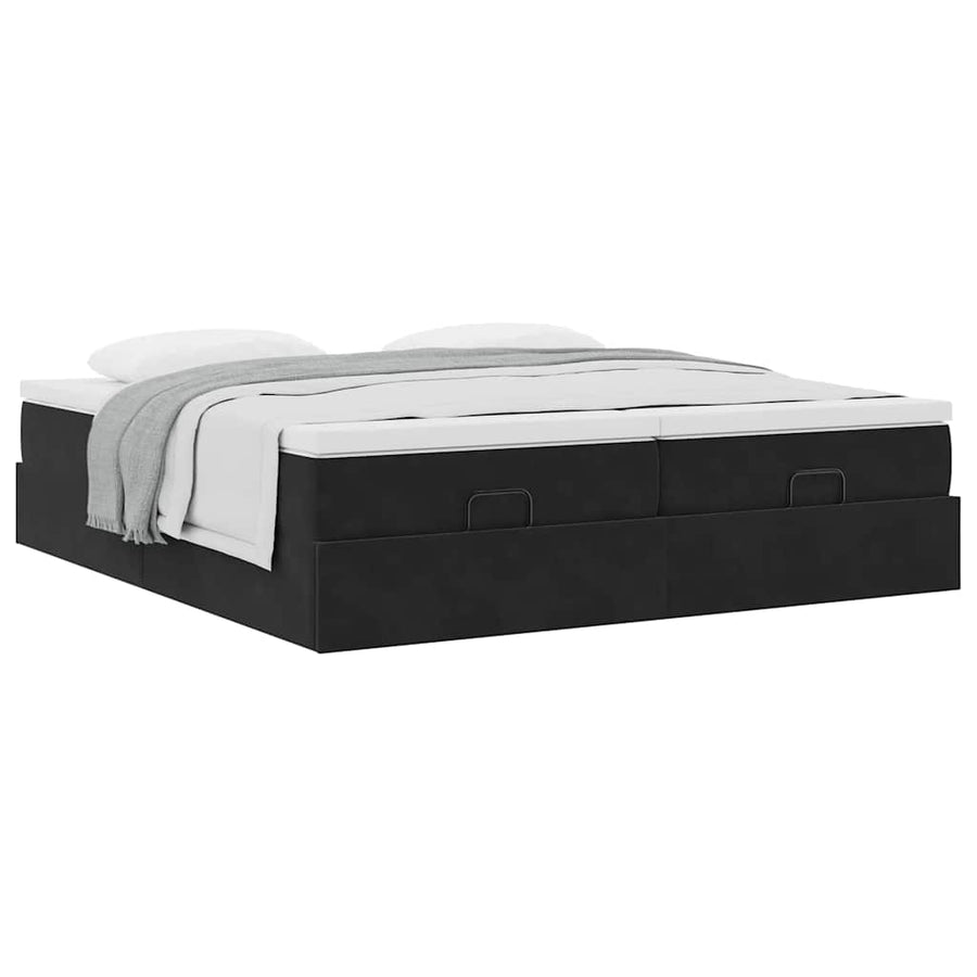Ottoman bed met matrassen 180x200cm fluweel zwart