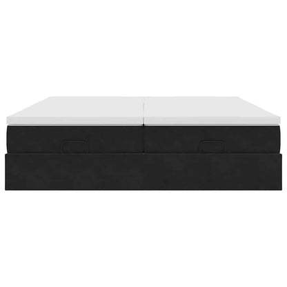 Ottoman bed met matrassen 180x200cm fluweel zwart