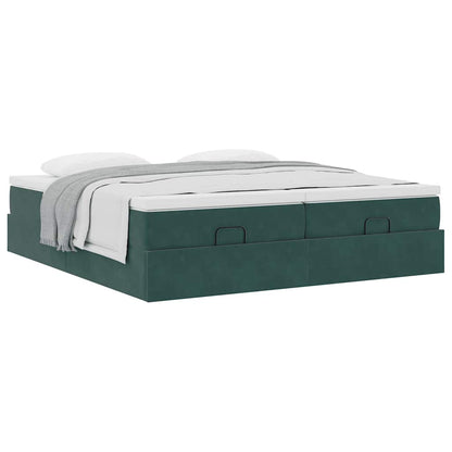 Ottoman bed met matrassen 180x200cm fluweel donkergroen