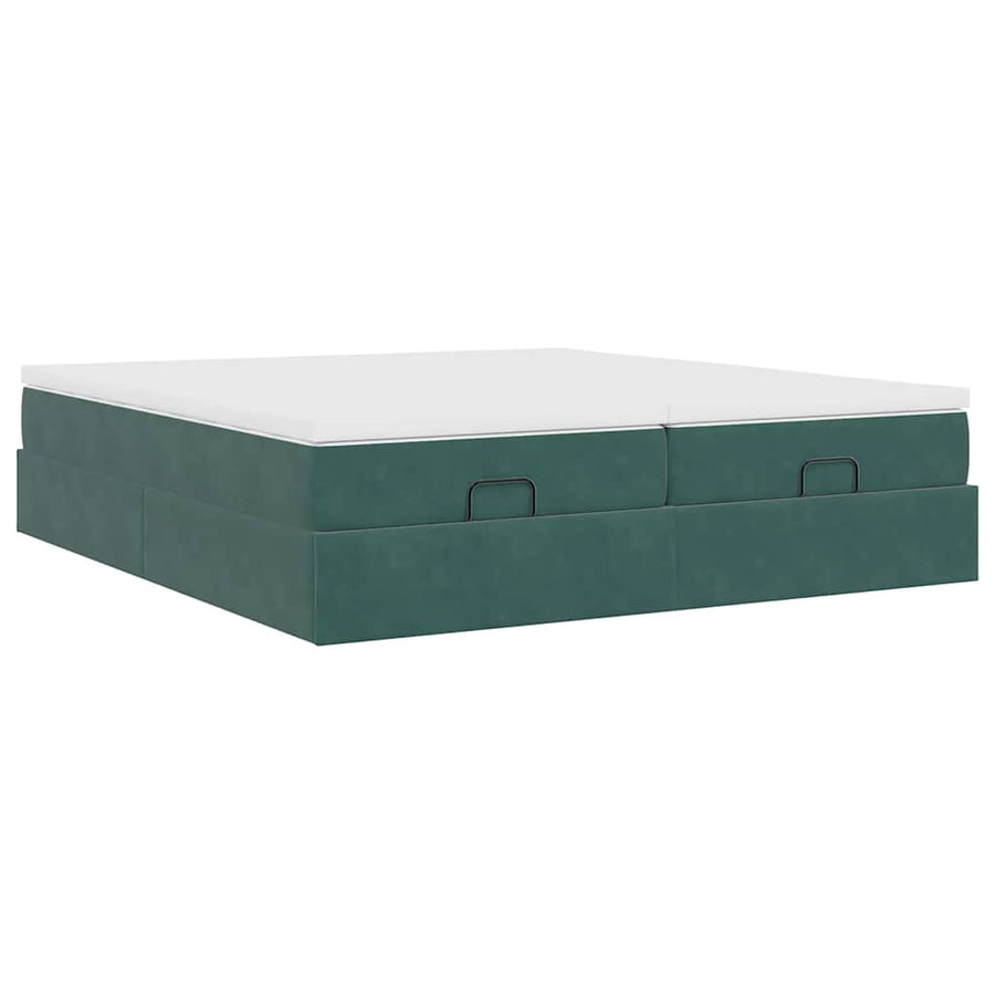 Ottoman bed met matrassen 180x200cm fluweel donkergroen