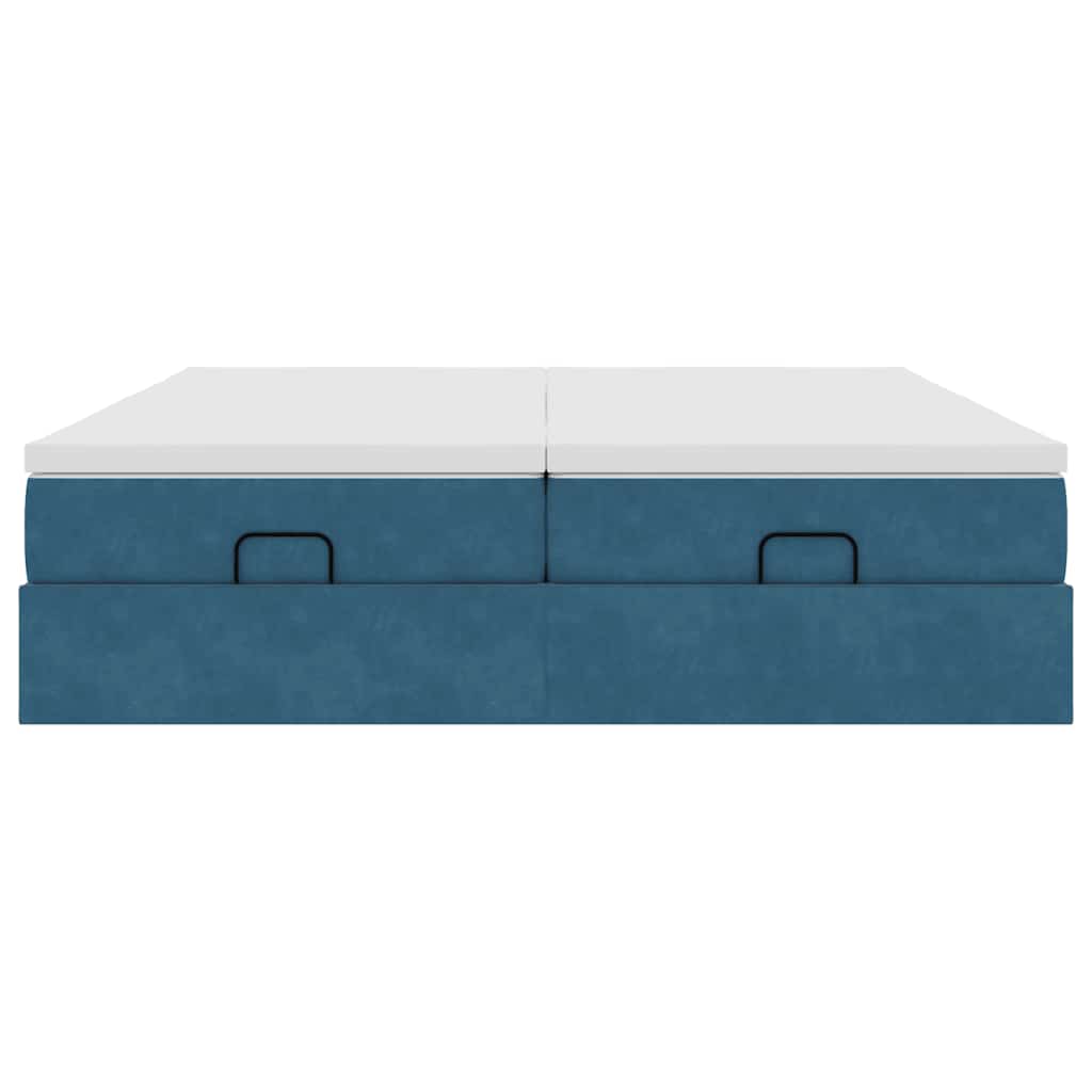 Ottoman bed met matrassen 180x200cm fluweel donkerblauw