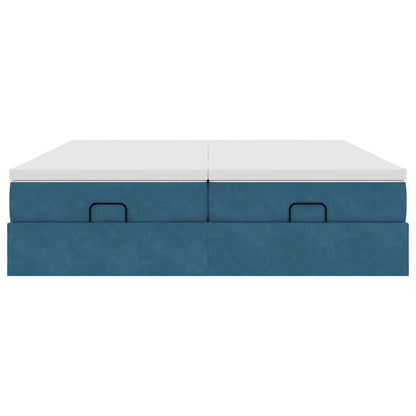 Ottoman bed met matrassen 180x200cm fluweel donkerblauw