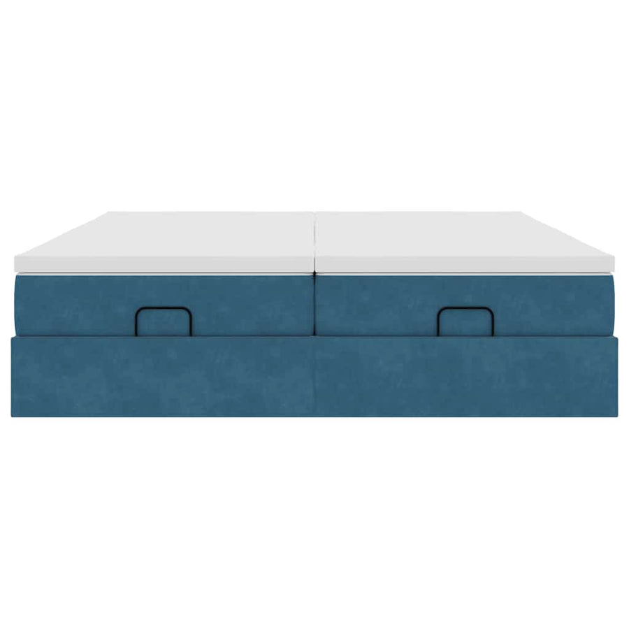 Ottoman bed met matrassen 180x200cm fluweel donkerblauw