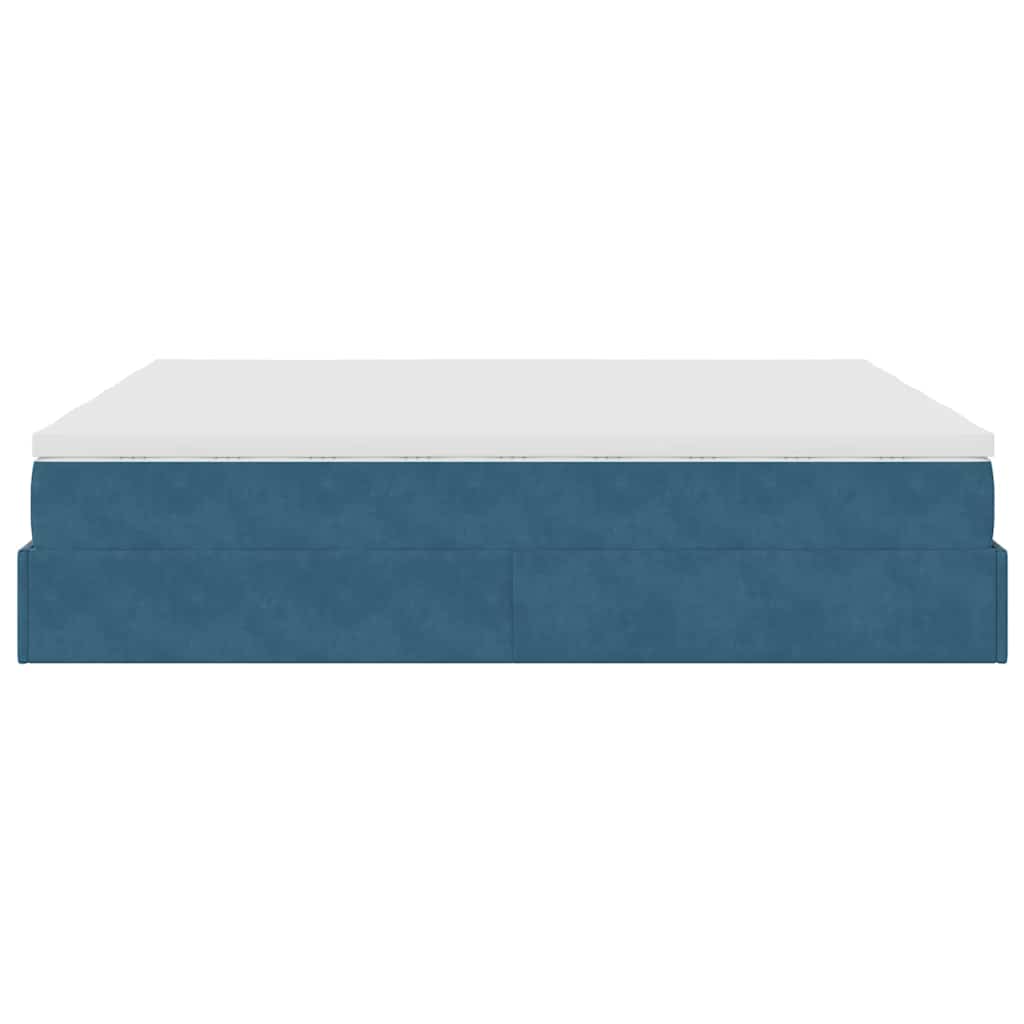 Ottoman bed met matrassen 180x200cm fluweel donkerblauw