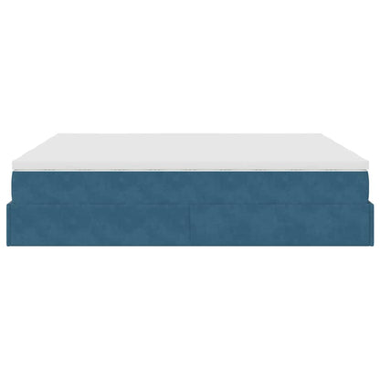 Ottoman bed met matrassen 180x200cm fluweel donkerblauw