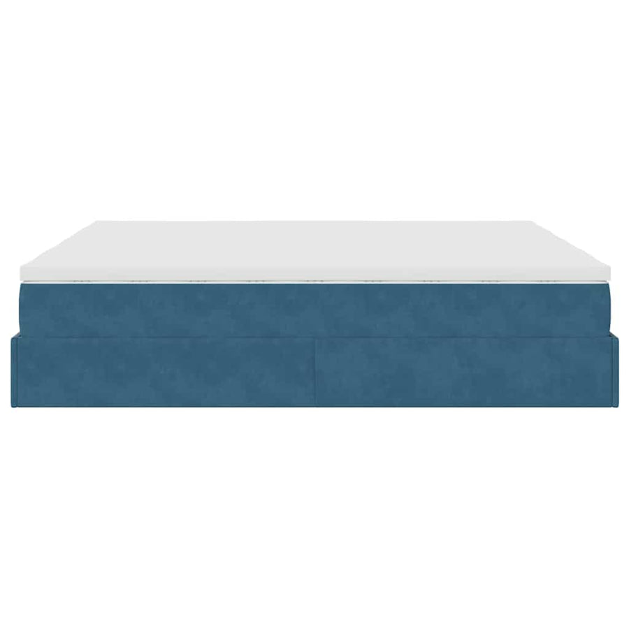Ottoman bed met matrassen 180x200cm fluweel donkerblauw