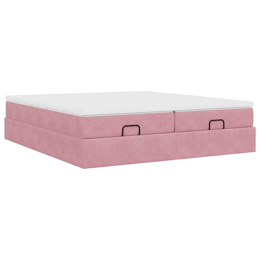 Ottoman bed met matrassen 180x200cm fluweel roze