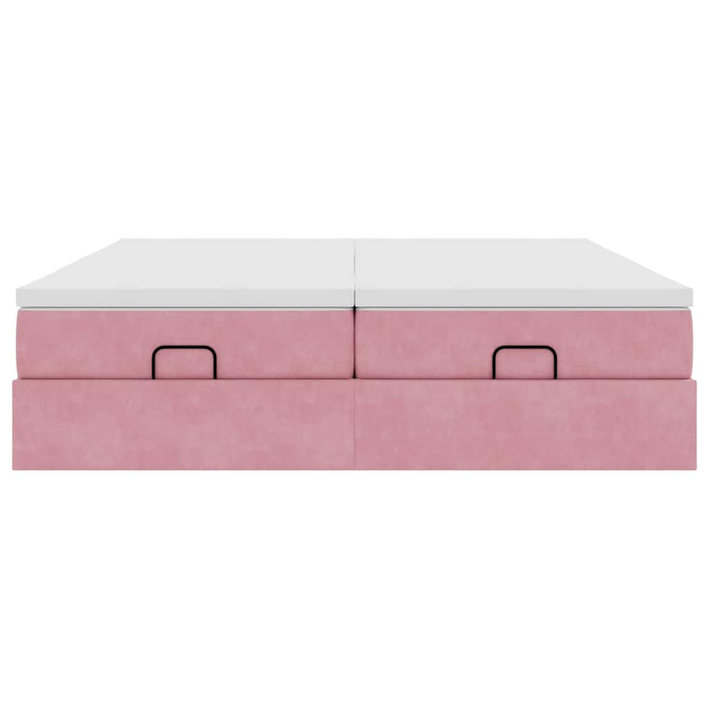 Ottoman bed met matrassen 180x200cm fluweel roze