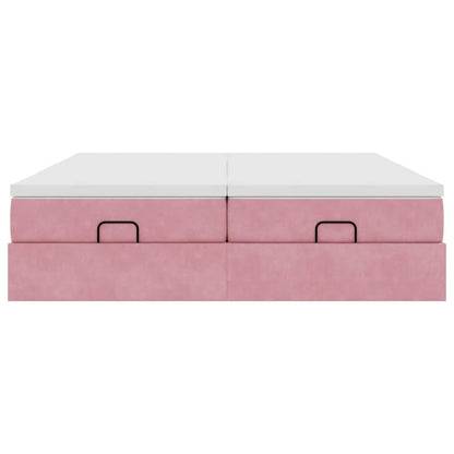 Ottoman bed met matrassen 180x200cm fluweel roze