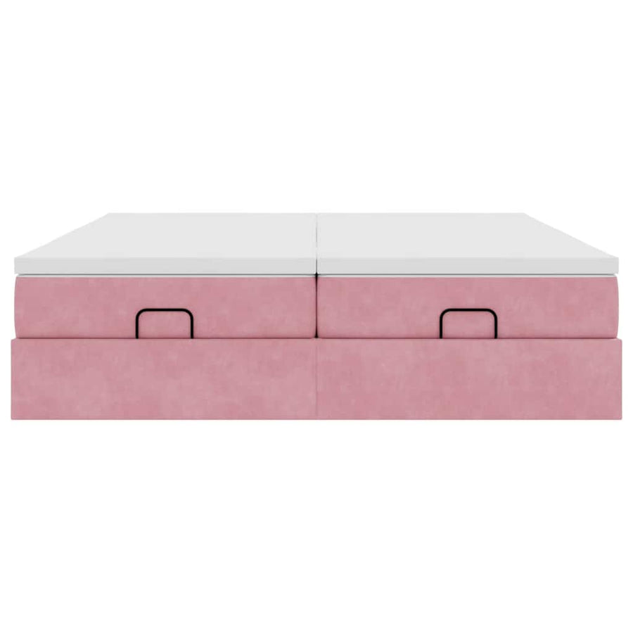 Ottoman bed met matrassen 180x200cm fluweel roze