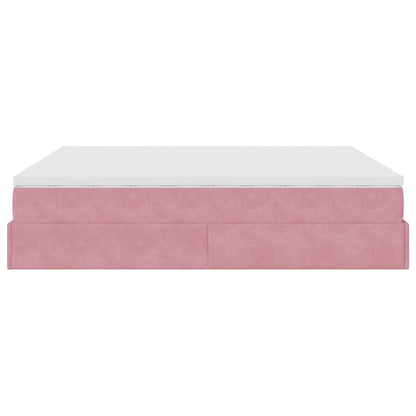 Ottoman bed met matrassen 180x200cm fluweel roze
