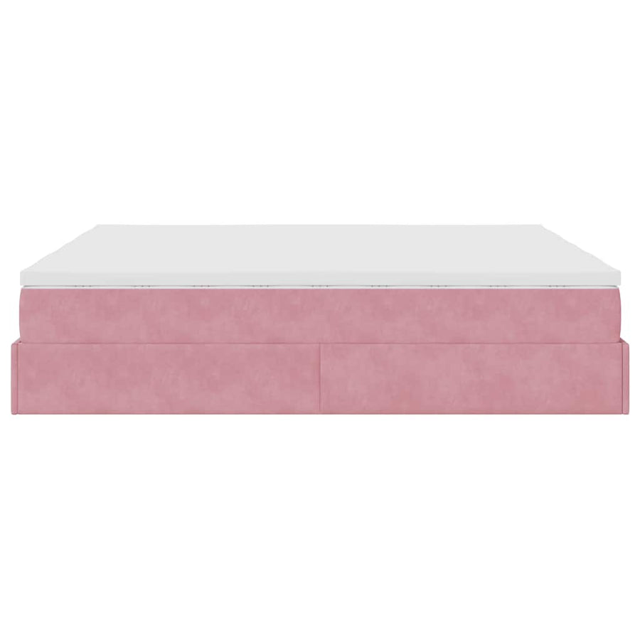 Ottoman bed met matrassen 180x200cm fluweel roze