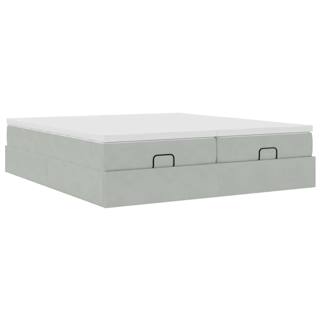 Ottoman bed met matrassen 200x200cm fluweel lichtgrijs