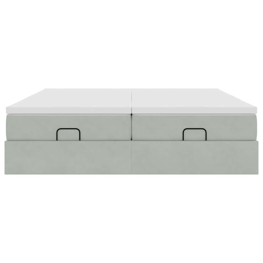 Ottoman bed met matrassen 200x200cm fluweel lichtgrijs