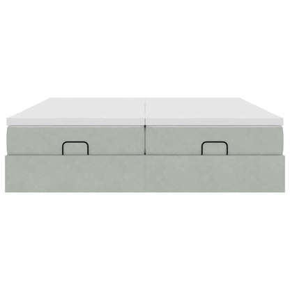 Ottoman bed met matrassen 200x200cm fluweel lichtgrijs
