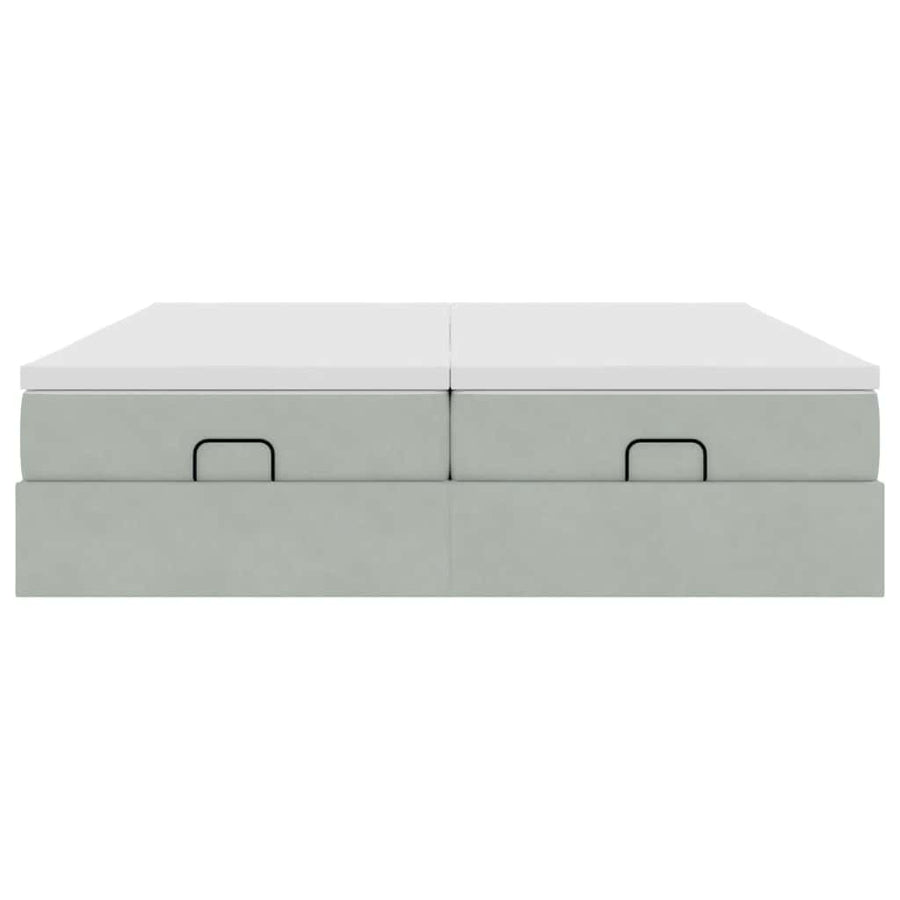 Ottoman bed met matrassen 200x200cm fluweel lichtgrijs
