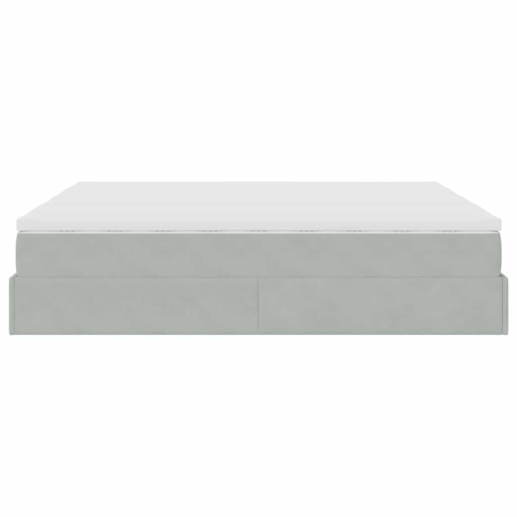 Ottoman bed met matrassen 200x200cm fluweel lichtgrijs