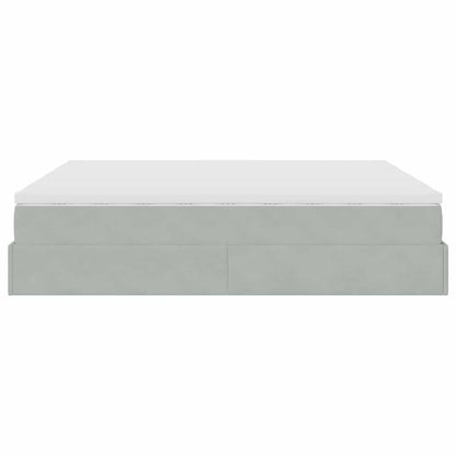 Ottoman bed met matrassen 200x200cm fluweel lichtgrijs