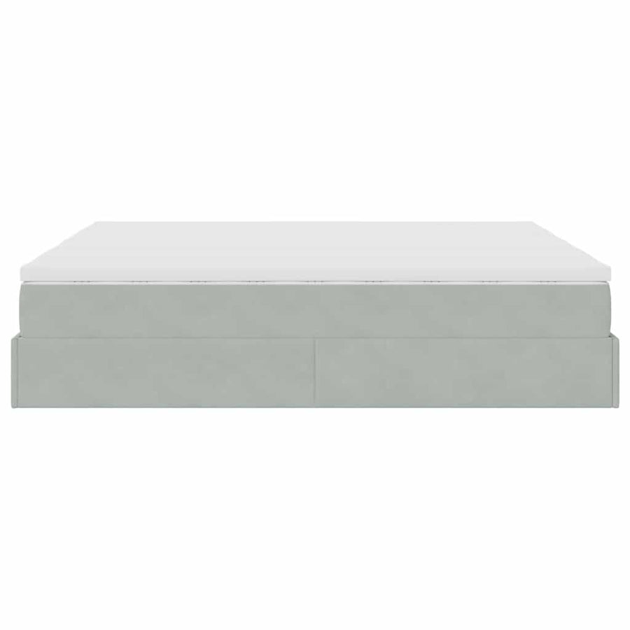 Ottoman bed met matrassen 200x200cm fluweel lichtgrijs
