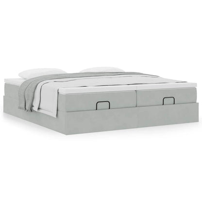Ottoman bed met matrassen 200x200cm fluweel lichtgrijs