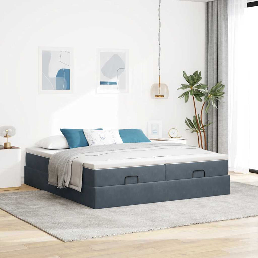 Ottoman bed met matrassen 200x200cm fluweel donkergrijs