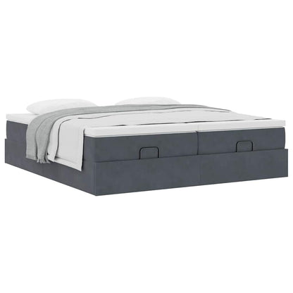 Ottoman bed met matrassen 200x200cm fluweel donkergrijs