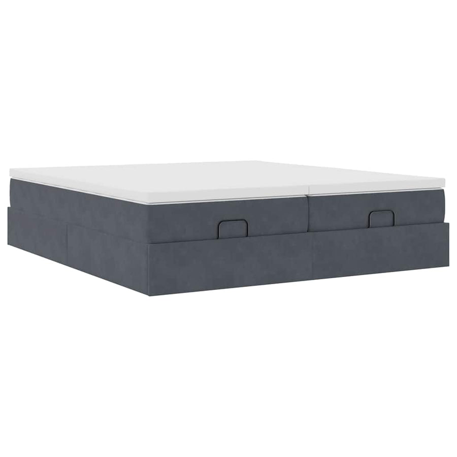 Ottoman bed met matrassen 200x200cm fluweel donkergrijs
