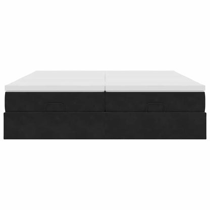 Ottoman bed met matrassen 200x200cm fluweel zwart