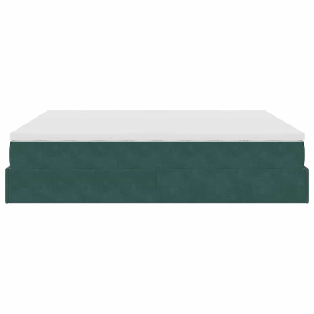 Ottoman bed met matrassen 200x200cm fluweel donkergroen
