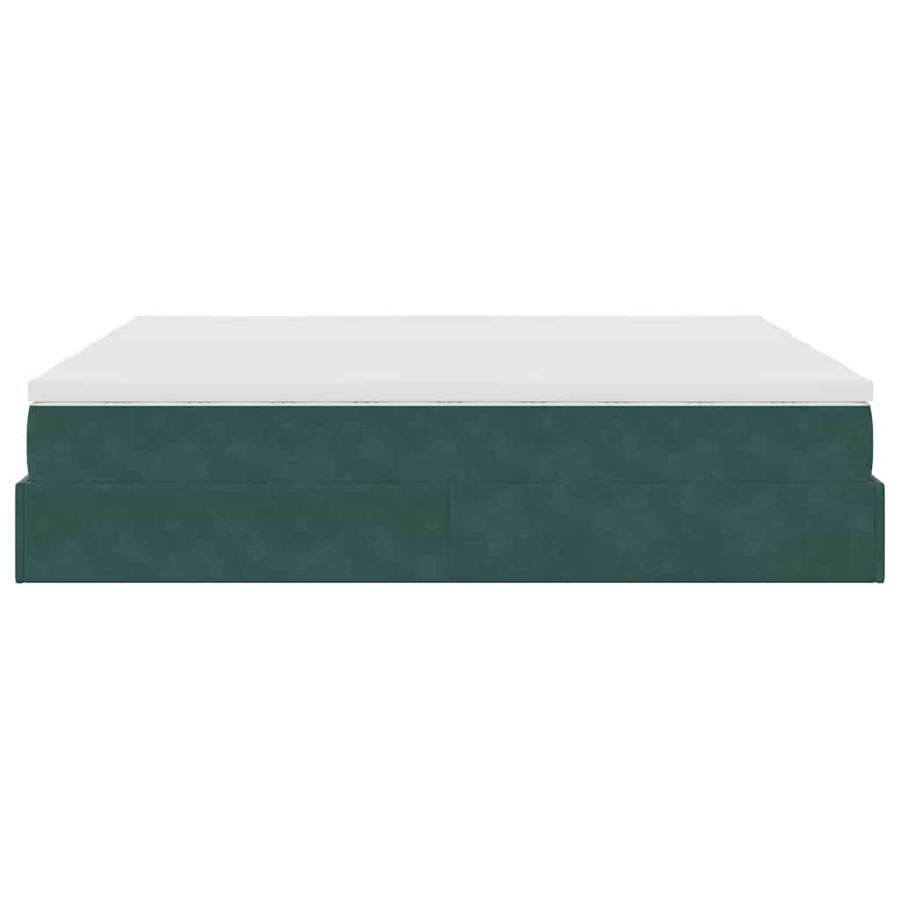 Ottoman bed met matrassen 200x200cm fluweel donkergroen