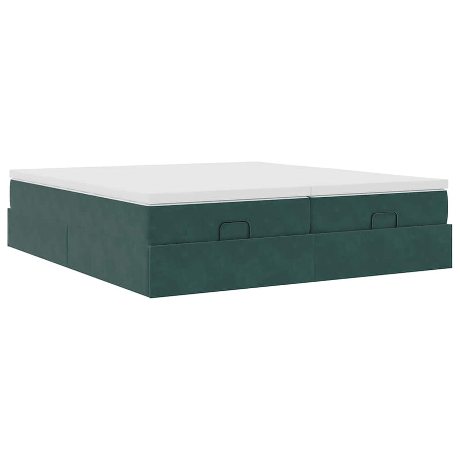 Ottoman bed met matrassen 200x200cm fluweel donkergroen