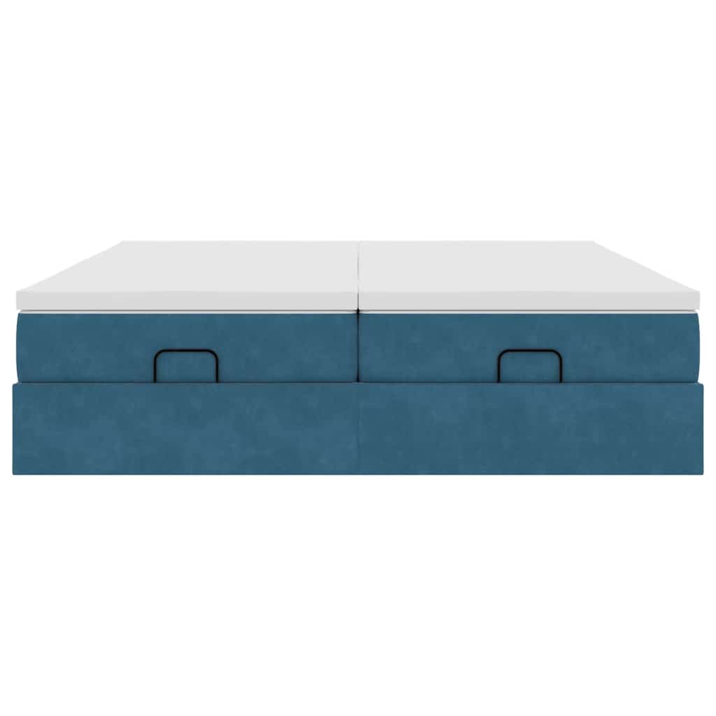 Ottoman bed met matrassen 200x200cm fluweel donkerblauw