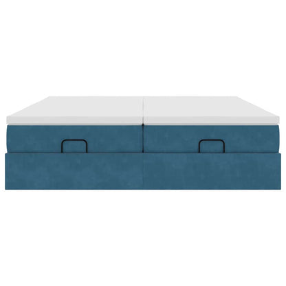 Ottoman bed met matrassen 200x200cm fluweel donkerblauw