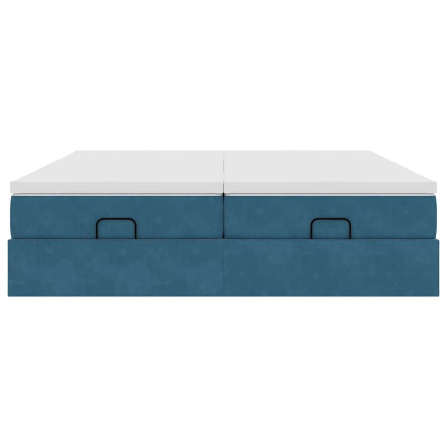 Ottoman bed met matrassen 200x200cm fluweel donkerblauw