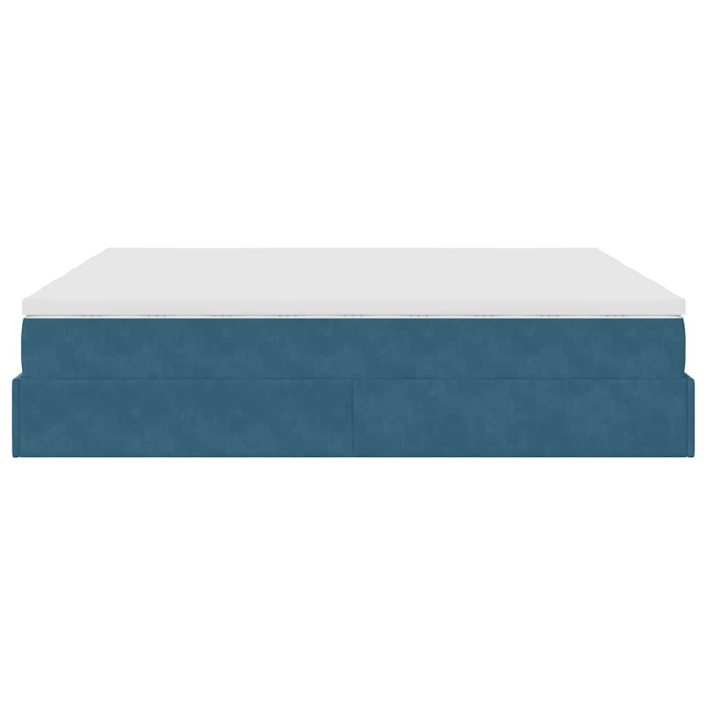 Ottoman bed met matrassen 200x200cm fluweel donkerblauw