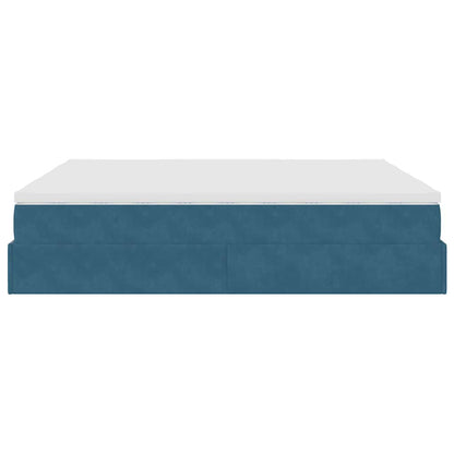 Ottoman bed met matrassen 200x200cm fluweel donkerblauw