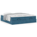 Ottoman bed met matrassen 200x200cm fluweel donkerblauw