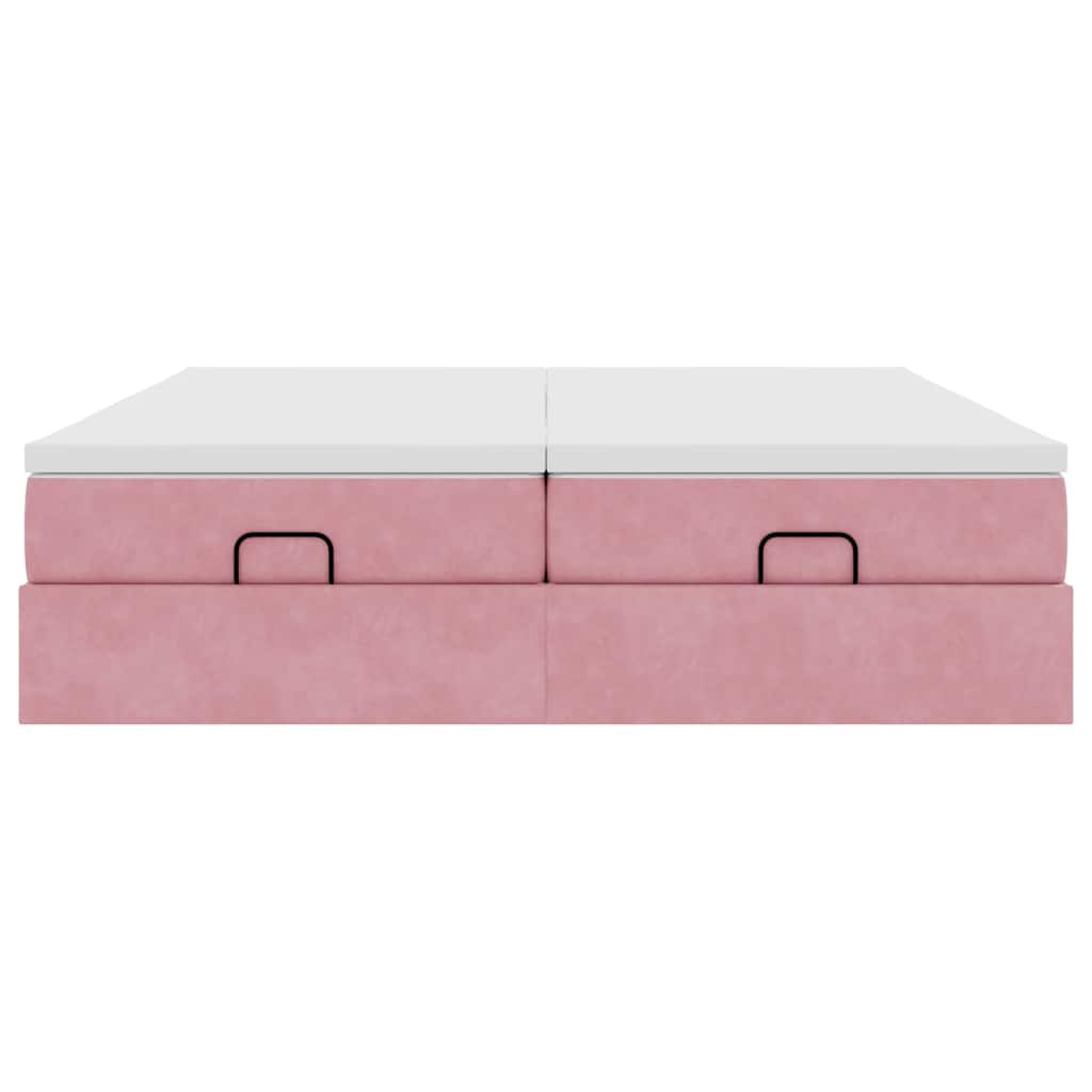 Ottoman bed met matrassen 200x200cm fluweel roze