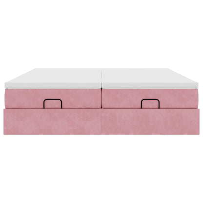 Ottoman bed met matrassen 200x200cm fluweel roze