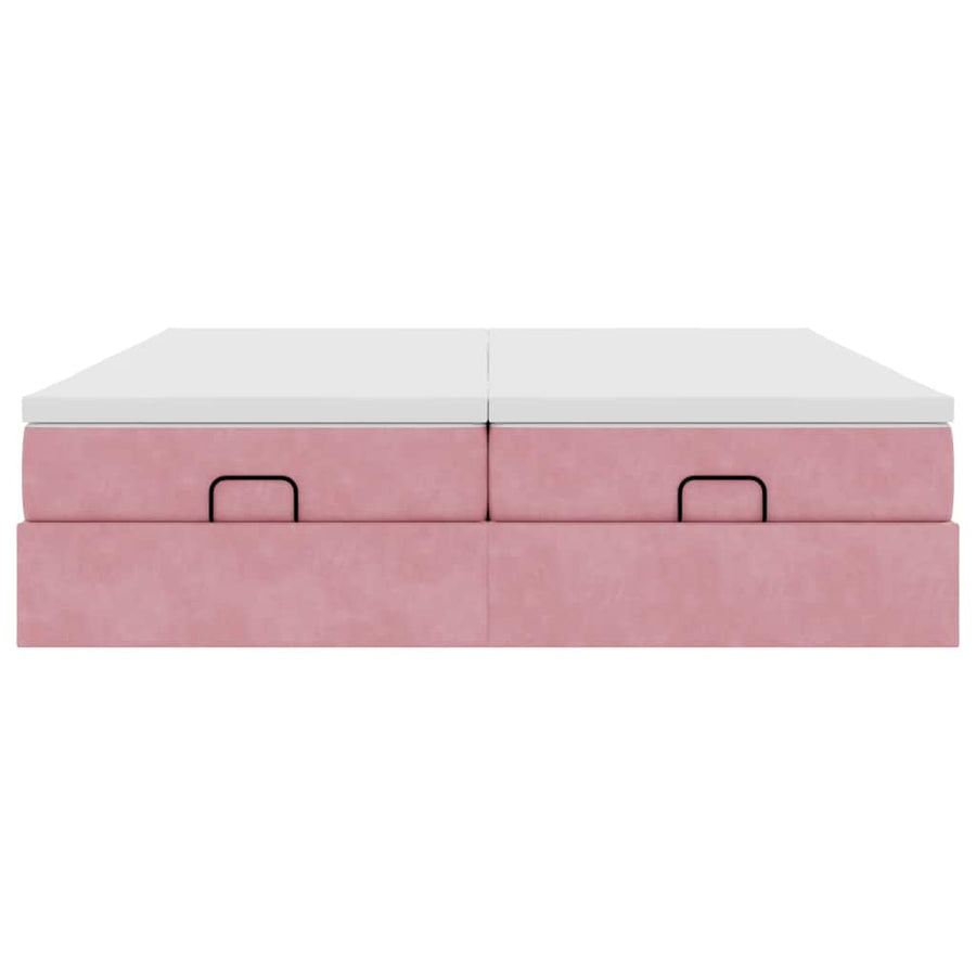 Ottoman bed met matrassen 200x200cm fluweel roze