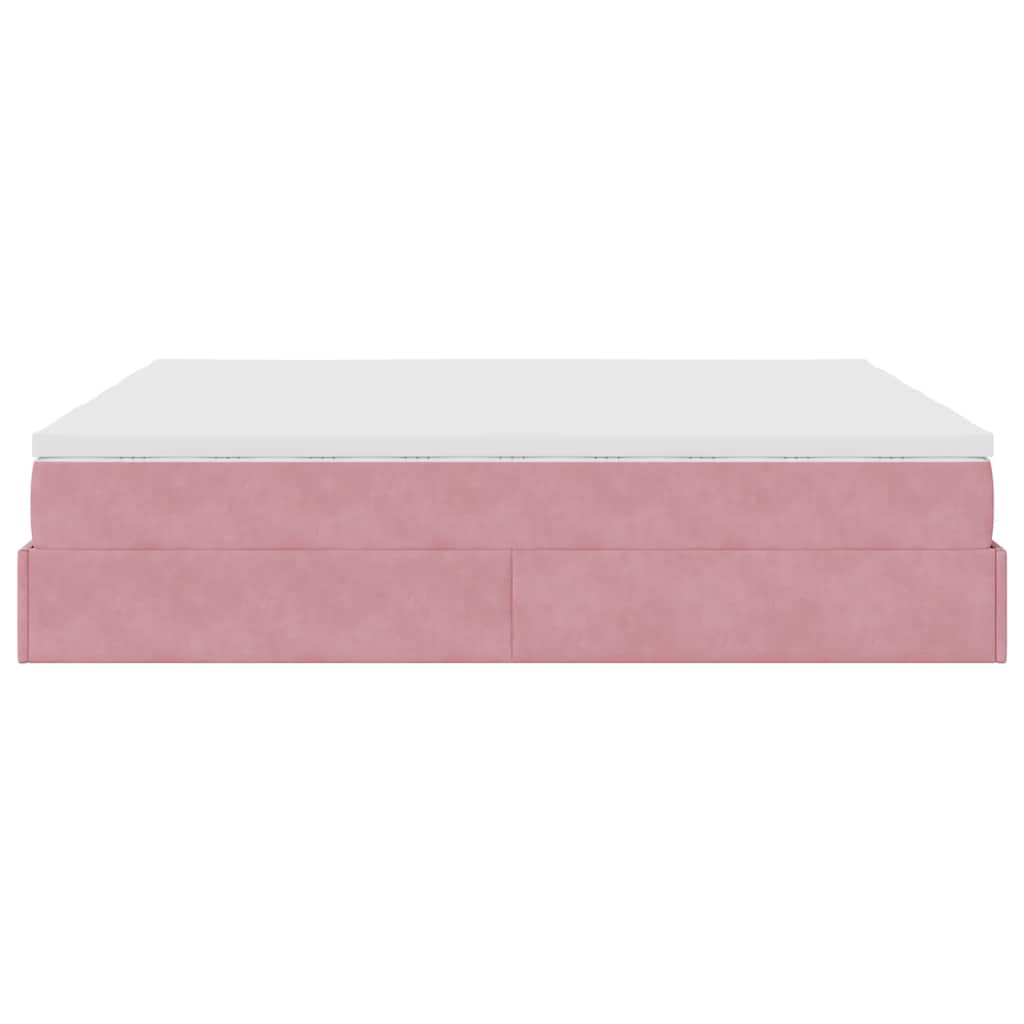 Ottoman bed met matrassen 200x200cm fluweel roze