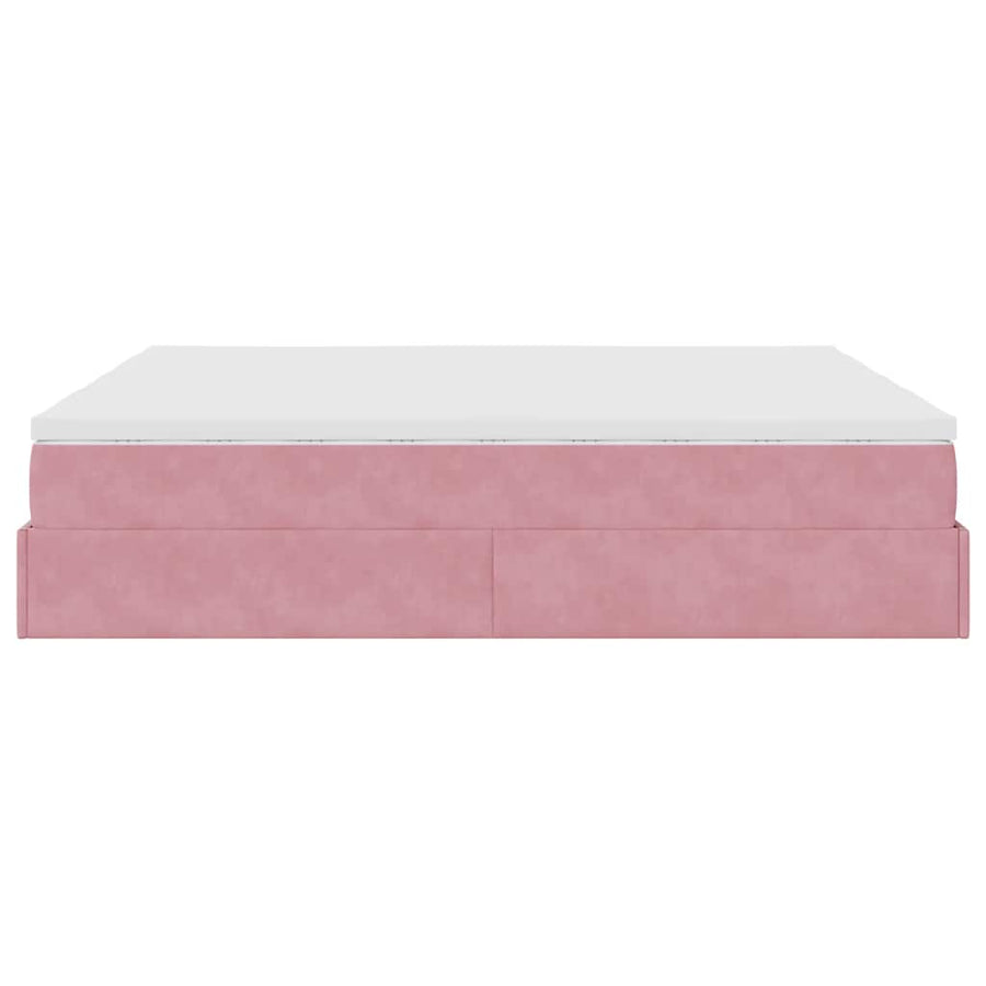 Ottoman bed met matrassen 200x200cm fluweel roze