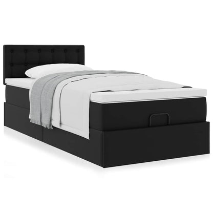 Ottoman bed met matras 80x200cm kunstleer zwart