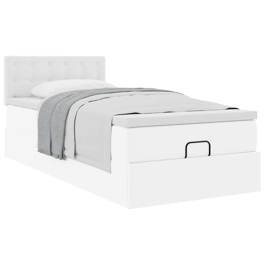 Ottoman bed met matras 80x200 cm kunstleer wit
